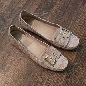 Stuart Weitzman Beige Embossed Loafers